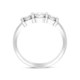 Platinum 0.76ct Diamond Bar Set Three Stone Ring
