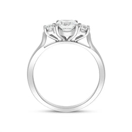 Platinum 0.89ct Diamond Cushion Cut Three Stone Ring