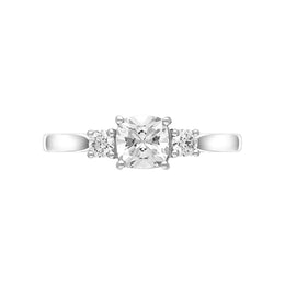 Platinum 0.89ct Diamond Cushion Cut Three Stone Ring