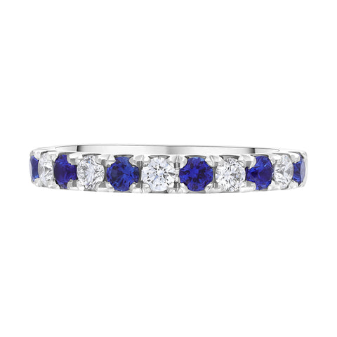 Platinum 0.58ct Sapphire 0.39ct Diamond Castle Set Eternity Ring