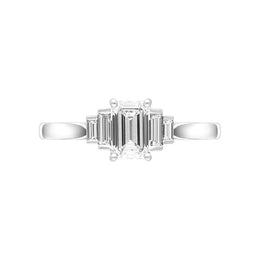 Platinum 1.07ct Diamond Emerald Cut Five Stone Ring