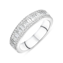 Platinum 1.08ct Diamond Half Eternity Ring, FEU-2511.