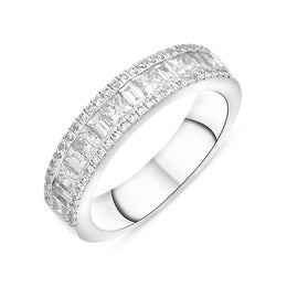 Platinum 1.08ct Diamond Half Eternity Ring, FEU-2511.