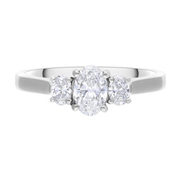 Platinum .59 Diamond .29 3 Stone Diamond Oval Ring Size N.5 GIA FVS1