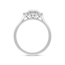 Platinum .59 Diamond .29 3 Stone Diamond Oval Ring Size N.5 GIA FVS1