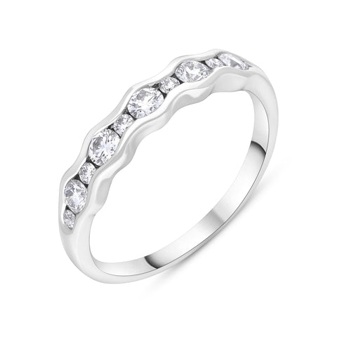 Platinum 0.51ct Diamond Half Eternity Wave Ring