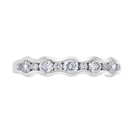 Platinum 0.51ct Diamond Half Eternity Wave Ring