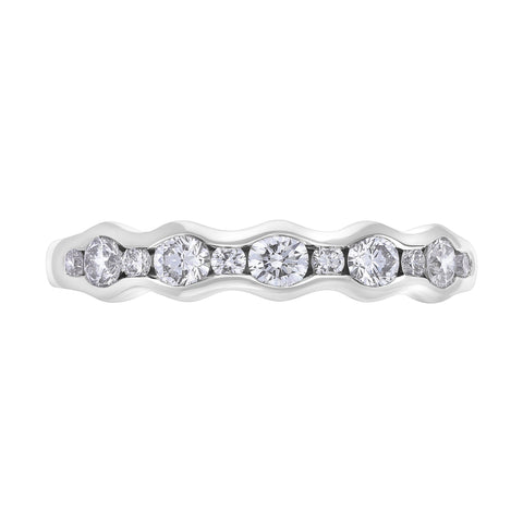 Platinum 0.51ct Diamond Half Eternity Wave Ring