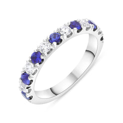 Platinum 0.58ct Sapphire 0.39ct Diamond Castle Set Eternity Ring