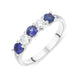 Platinum Sapphire Diamond Five Stone Claw Set Half Eternity Ring, FEU-2594.