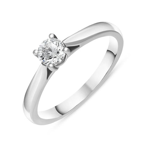 Platinum 0.40ct Diamond Round Brilliant Cut Four Claw Solitaire Ring, FEU-771
