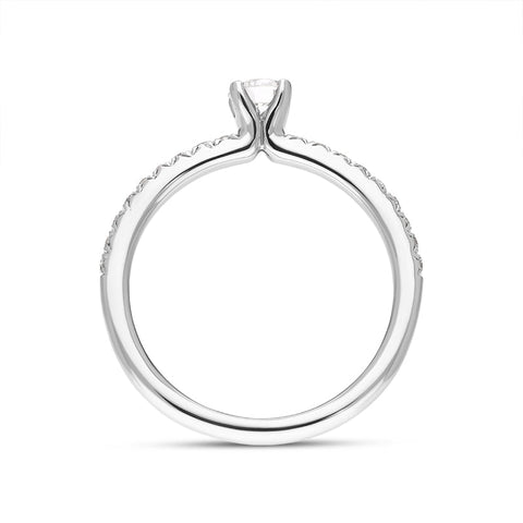 Platinum 0.42ct Diamond Shoulder Solitaire Ring. FEU-615. 