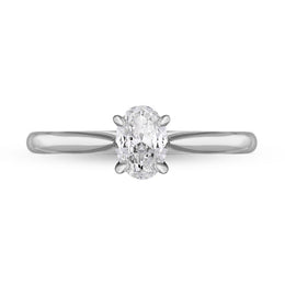 Platinum 0.46ct Diamond Oval Cut Four Claw Solitaire Ring, FEU-2553_2