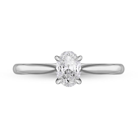Platinum 0.46ct Diamond Oval Cut Four Claw Solitaire Ring, FEU-2553_2