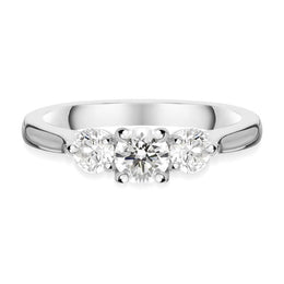 Platinum 0.77ct Diamond Brilliant Cut Trilogy Ring, FEU-1198.