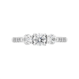 Platinum 0.85ct Diamond Shoulder Set Three Stone Ring