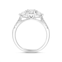Platinum 0.85ct Diamond Shoulder Set Three Stone Ring