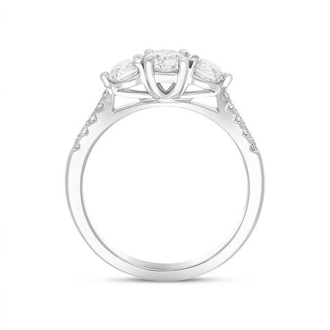 Platinum 0.85ct Diamond Shoulder Set Three Stone Ring