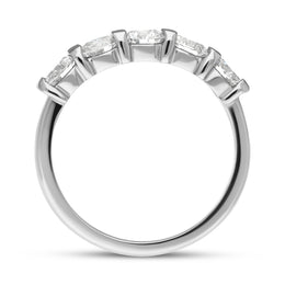 Platinum Diamond Five Stone Bar Set Half Eternity Ring, FEU-2564_3