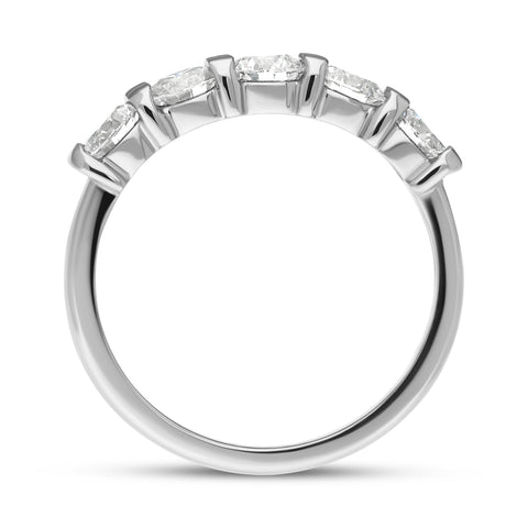 Platinum Diamond Five Stone Bar Set Half Eternity Ring, FEU-2564_3