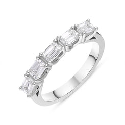 Platinum Diamond Five Stone Emerald Cut Half Eternity Ring, FEU-2548