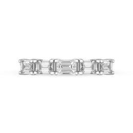 Platinum Diamond Five Stone Emerald Cut Half Eternity Ring, FEU-2548_2