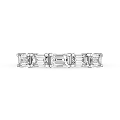 Platinum Diamond Five Stone Emerald Cut Half Eternity Ring, FEU-2548_2