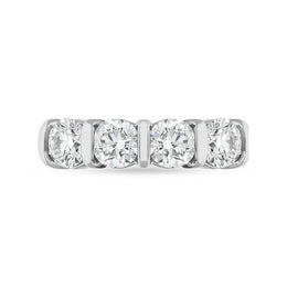 Platinum Diamond Four Stone Bar Set Half Eternity Ring, FEU-2563_2