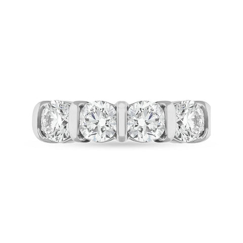 Platinum Diamond Four Stone Bar Set Half Eternity Ring, FEU-2563_2
