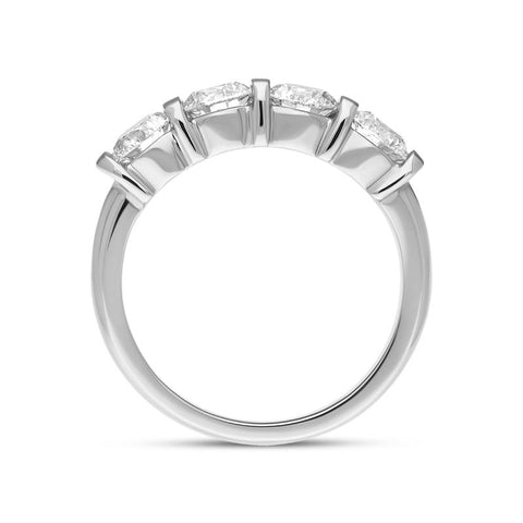 Platinum Diamond Four Stone Bar Set Half Eternity Ring, FEU-2563_3