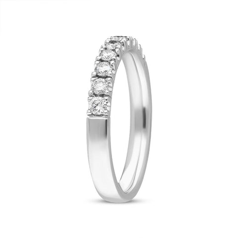 Platinum Diamond Nine Stone Castle Set Half Eternity Ring, FEU-2456_3