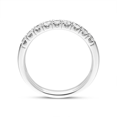 Platinum Diamond Nine Stone Castle Set Half Eternity Ring, FEU-2456_4