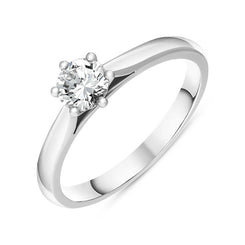 Platinum Diamond Round Brilliant Cut Six Claw Wed Fit Solitaire Ring, FEU-2559