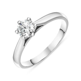 Platinum Diamond Round Brilliant Cut Six Claw Wed Fit Solitaire Ring, FEU-2560