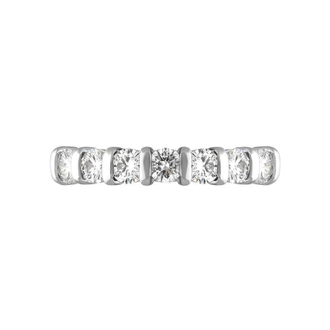 Platinum Diamond Seven Stone Bar Set Half Eternity Ring, FEU-2400_2