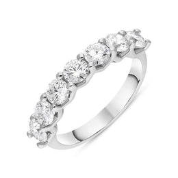 Platinum Diamond Seven Stone Claw Set Half Eternity Ring, FEU-1876