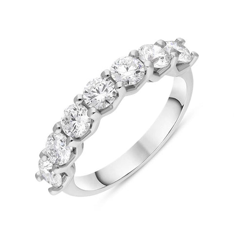 Platinum Diamond Seven Stone Claw Set Half Eternity Ring, FEU-1876