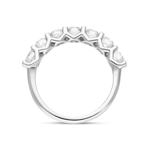 Platinum Diamond Seven Stone Claw Set Half Eternity Ring, FEU-1876_3