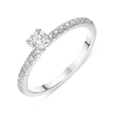 Platinum Diamond Shoulder Set Solitaire Ring, FEU-1904