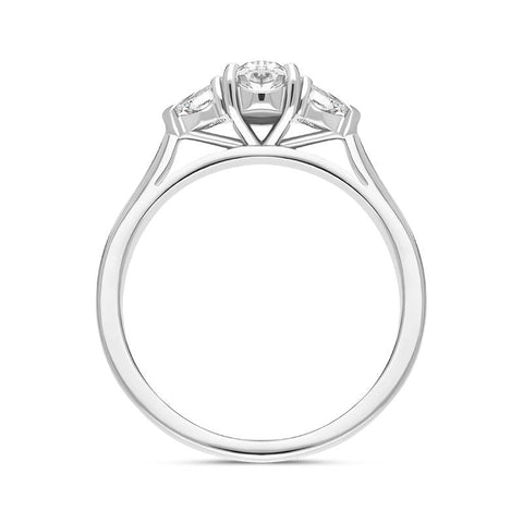 Platinum Diamond Three Stone Trilogy Oval and Pear Cut Ring, FEU-1916_2