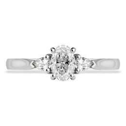 Platinum Diamond Three Stone Trilogy Oval and Pear Cut Ring, FEU-1916_3
