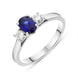 Platinum Sapphire Diamond Oval Cut Three Stone Ring, FEU-1421