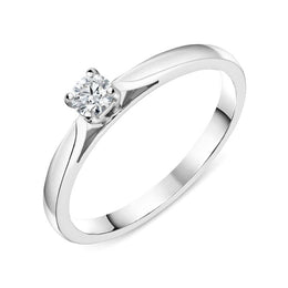 Platinum 0.15ct Diamond Brilliant Cut Solitaire Ring, FEU-2056.