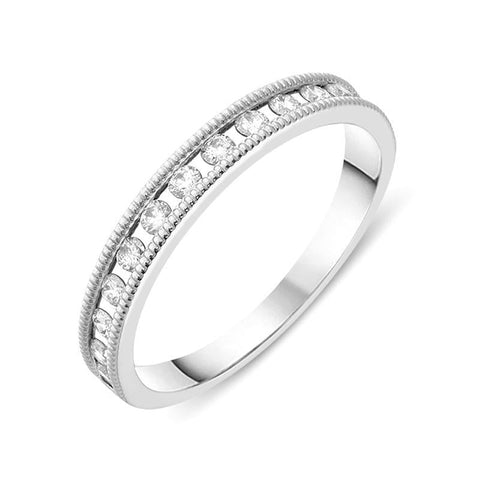 Platinum 0.25ct Diamond Channel Set Half Eternity Ring, BNN-151.