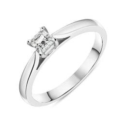 Platinum 0.25ct Diamond Princess Cut Solitaire Ring FEU-2019