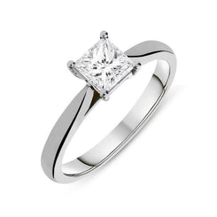 Platinum 0.26ct Diamond Princess Cut Solitaire Ring. FEU-805. 
