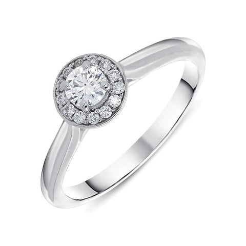 Platinum 0.30ct Diamond Brilliant Cut Halo Ring, FEU-1538.
