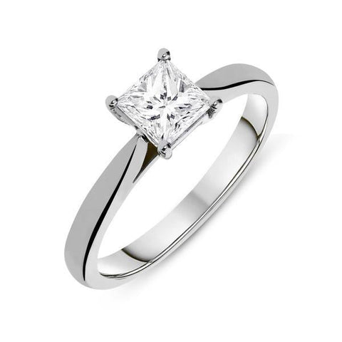 Platinum 0.35ct Diamond Princess Cut Solitaire Ring, FEU-1561.