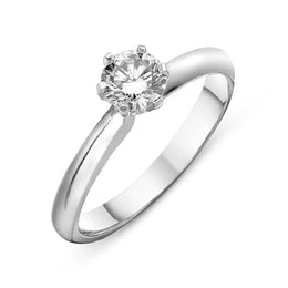 18ct White Gold 0.72ct Diamond Brilliant Cut Solitaire Claw Set Ring FEU-423