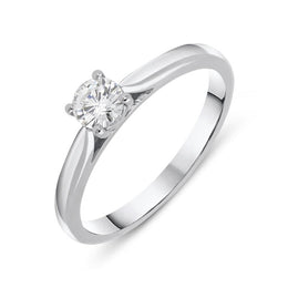 Platinum 0.33ct Diamond Brilliant Cut Solitaire Ring, FEU-767.